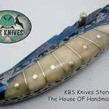 New Custom Handmade Patina-Color Damascus EDC Folding Knife