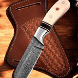 Custom Handmade Bull Cutter Knife – 7" Raindrops Damascus Steel