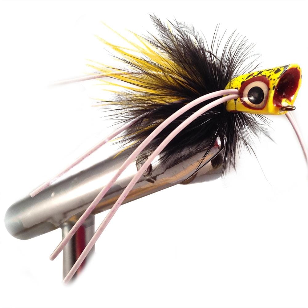 concave lure fishing Concave Face Mini Panfish Popper, Size 8 | Black and Yellow | Qty. 4