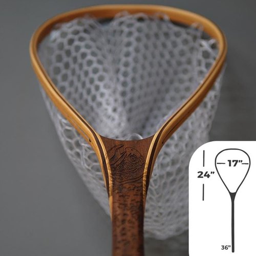 big t fishing net Big Dipper 24"x17" - Brook Trout Engraved - Natural Fly Fishing Traditional Landing Net