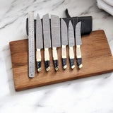 Custom Handmade Damascus Chef Knife Set with Bone Handles