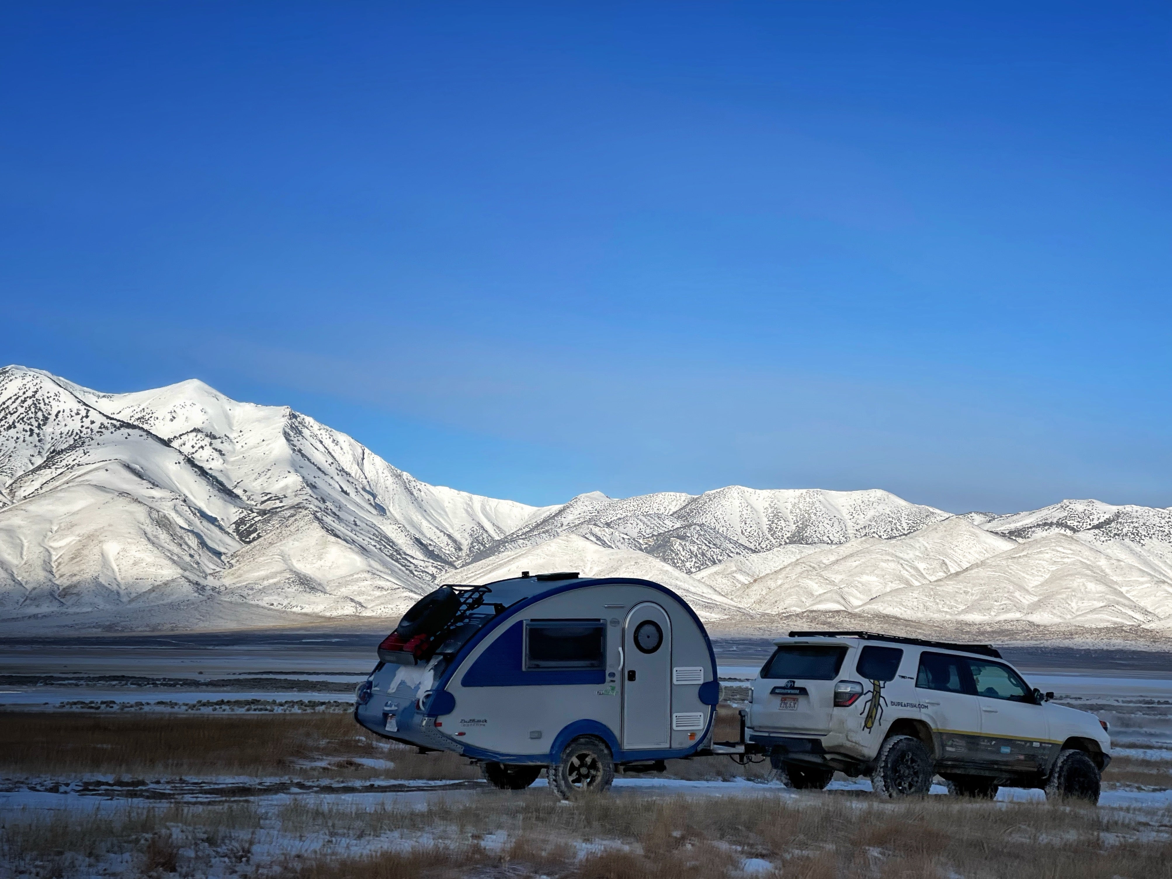 Pyramid Lake in flat winter light
