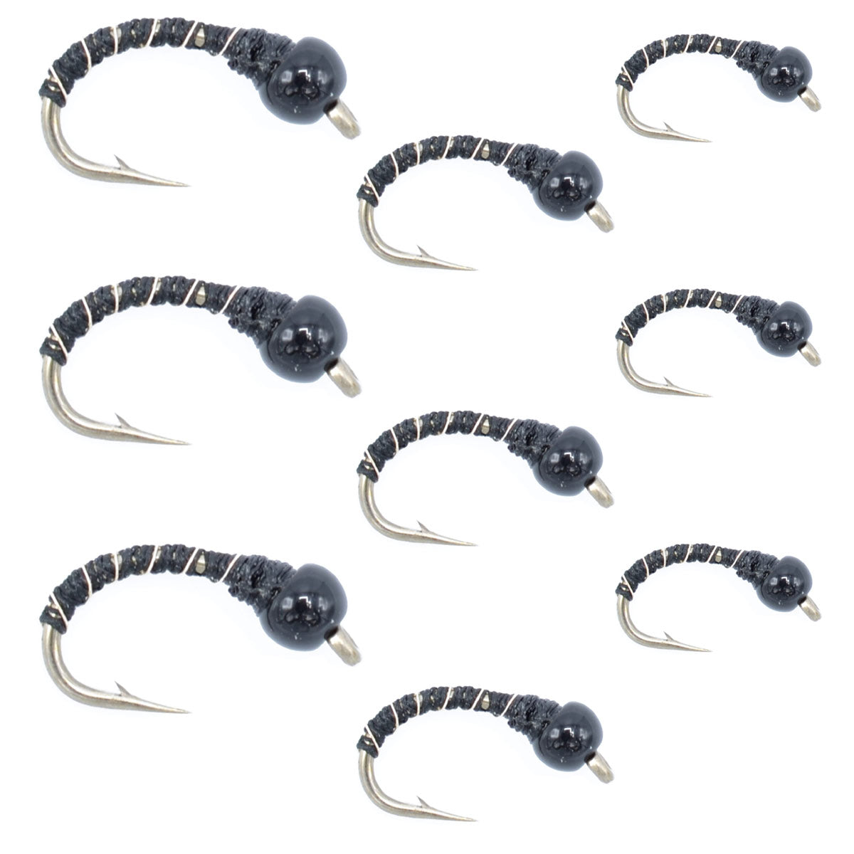 Black bead head Zebra Midge assortment, one of the best winter flies for trout