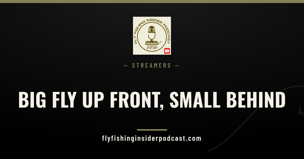 Fly Fishing Insider Podcast cover: two-streamer rig with a big lead fly and small trailer