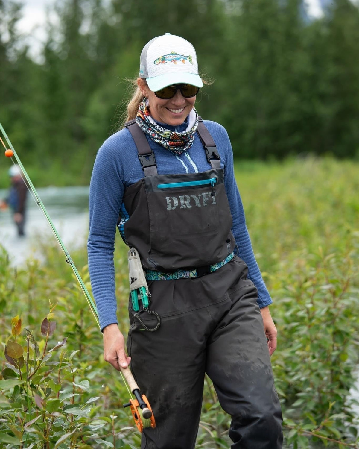 Dallas Voss of Explore Kenai on the bank of the Kenai River, Alaska