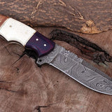 Custom Handmade Damascus Steel Hunting Knife with G10, Bone & Rosewood Handle – 9" | KBS Knives