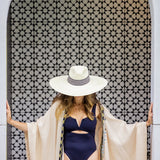 Western Wide Brim White Palm Leaf Straw Hat