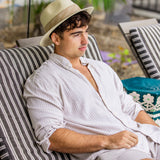 Fedora White Palm Leaf Straw Hat