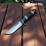 Season’s Shadow – Hunting knife with 1095 high carbon steel & antler horn handle