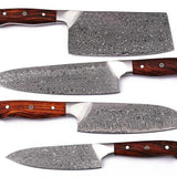 Raindrop Damascus Steel Chef Knives Set