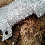 Custom Handmade Damascus Tanto Tracker Knife with Camel Bone Handle and Leather Sheath – Full Tang 12-Inch Survival Knife by KBS Knives
