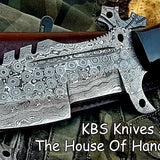 Custom Handcrafted Damascus Steel Tops Tanto Tactical Tracker Knife - Ideal for Survival, Camping & Combat | KBS Knives