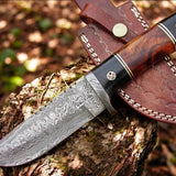 Hunting Steel Knife Damascus Blade & Buffalo Horn Handle