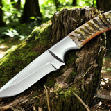 Sharpest Hunting Knife D2 Steel Blade & Sheep Horn Handle