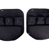 Mercedes Sprinter rear door storage panels, black fabric with upper pocket rows and straps