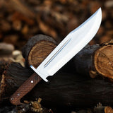 Collins & Co. Bowie Knife – 15.5" Full Tang D2 Steel Blade with Engraved Rosewood Handle & Leather Sheath