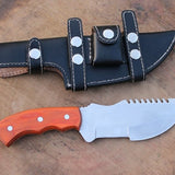 O1 Tool Steel Handmade Tom Brown Best Tracker Knife For Sale with Orange Wood Handle - Overall Length 10 Inches