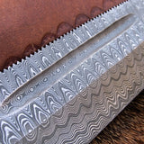 Pig Sticker Big Bowie Knife with Custom Handcrafted Full Tang Damascus Steel Blade & Sheep Horn Handle - 17 Inches