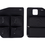 Pair of black rear door storage panels with multiple pockets for van doors