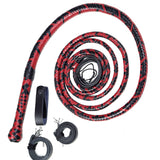 Bull Whip for Sale – Black & Red Leather Whip by KBS Knives Store (4ft to 16ft)