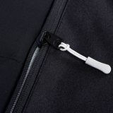 Black Ford Transit storage panel zipper with white pull tab and metal slider