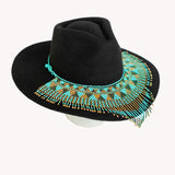 Turquoise Cascading Beaded Hat Necklace