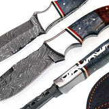 Custom Handmade Damascus Steel Hunting Skinning Knife