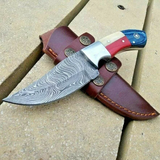 Handmade Knife Damascus Hunting Knives American Flag Knife 8" Inches for Groomsmen Gift Anniversary Gift Wedding Gift Personalized Gift