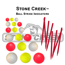 Ball strike indicators set with red, yellow, and white balls plus red strike marks