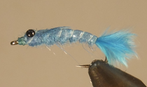 Blue damselfly nymph fly with feather tail