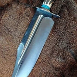 Ultimate Survival Bowie Knife - Handmade, 1095 Forged Steel, 11" Blade, Antler Horn Handle, Exotic Wood, Steel Guard
