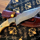 Custom Handmade Fixed Blade Damascus Steel Hunting Knife