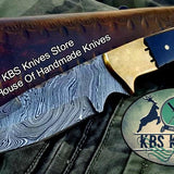 Custom Handmade Twist Damascus Steel Narrow Blade Hunting Knife