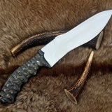 The Ultimate Boar Slayer: Custom Handmade D2 Steel Fixed-Blade Pig Hunting Knife | Exotic Wood Handle | 11.5 Inches | KBS Knives