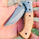 Damascus steel handmade pocket folding knife