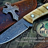 Custom Handmade Damascus Steel Hunting Skinning Knife