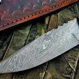 Custom Handmade Damascus Steel Hunting Skinning Knife