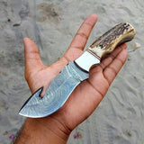 Damascus steel handmade gut hook knife