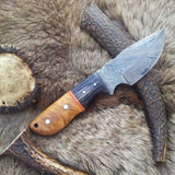 Custom Damascus Steel Field Dressing Deer Skinning Knife – 7 Inch Drop Point Blade with Olivewood Handle