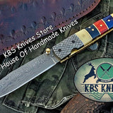 Custom Handmade Damascus Blade Folding Pocket Knife
