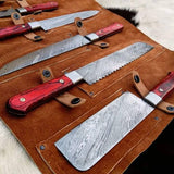 Full Tang Custom Handmade Damascus Steel Kitchen Knives Set