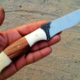 Custom Handmade Hunting Knife with Stone Texture Blade