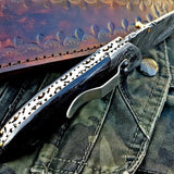Custom Handmade Damascus Steel Folding Knife With Pocket Clip