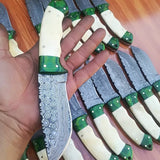 Custom Handmade Raindrop Damascus Steel Hunting Skinning Camping Knives