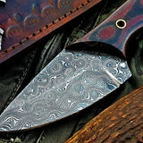 Custom Handmade Damascus Steel Hunting Skinning Knife