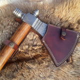Damascus Steel Handmade Custom Viking Smoke Pine Tomahawk Axe with Rosewood Handle and Leather Sheath - By KBS Knives Store