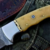 Custom Handmade Damascus Steel Hunting Skinning Camping Knife