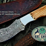 Custom Handmade Damascus Steel Hunting Skinning Knife