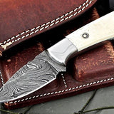 Custom Handmade Damascus Steel Hunting Skinning Knife