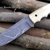 Custom Handmade Damascus Hunters Knife with Leather Sheath